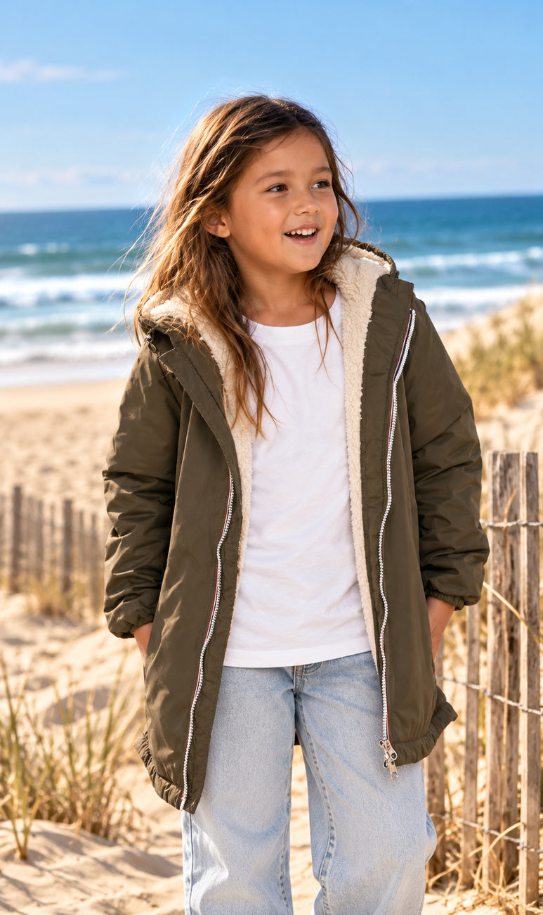 Manteau fourré sherpa enfant – coloris kaki – Southwest